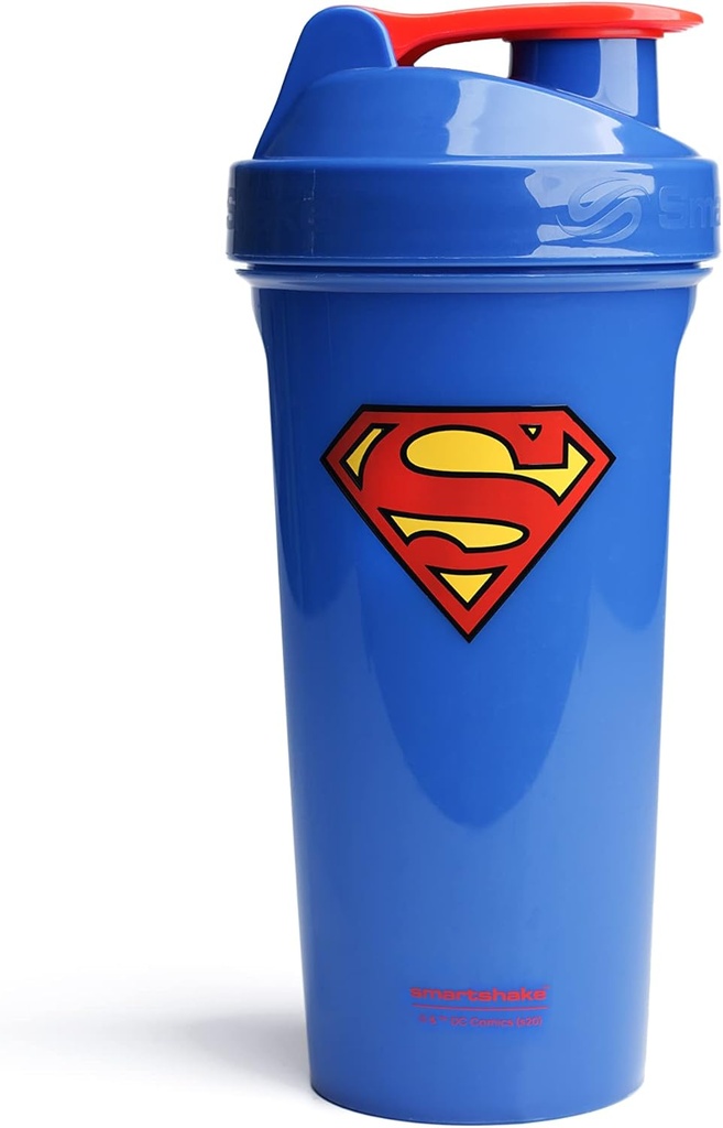 Smartshake Lite正義リーグスーパーマンプロテインシェーカーボトル800ml - BPA無料耐摩耗性ジムプロテインシェイクボトルプロテインパウダーDCコミックブルーウォーターボトルスーパーマンギフト
