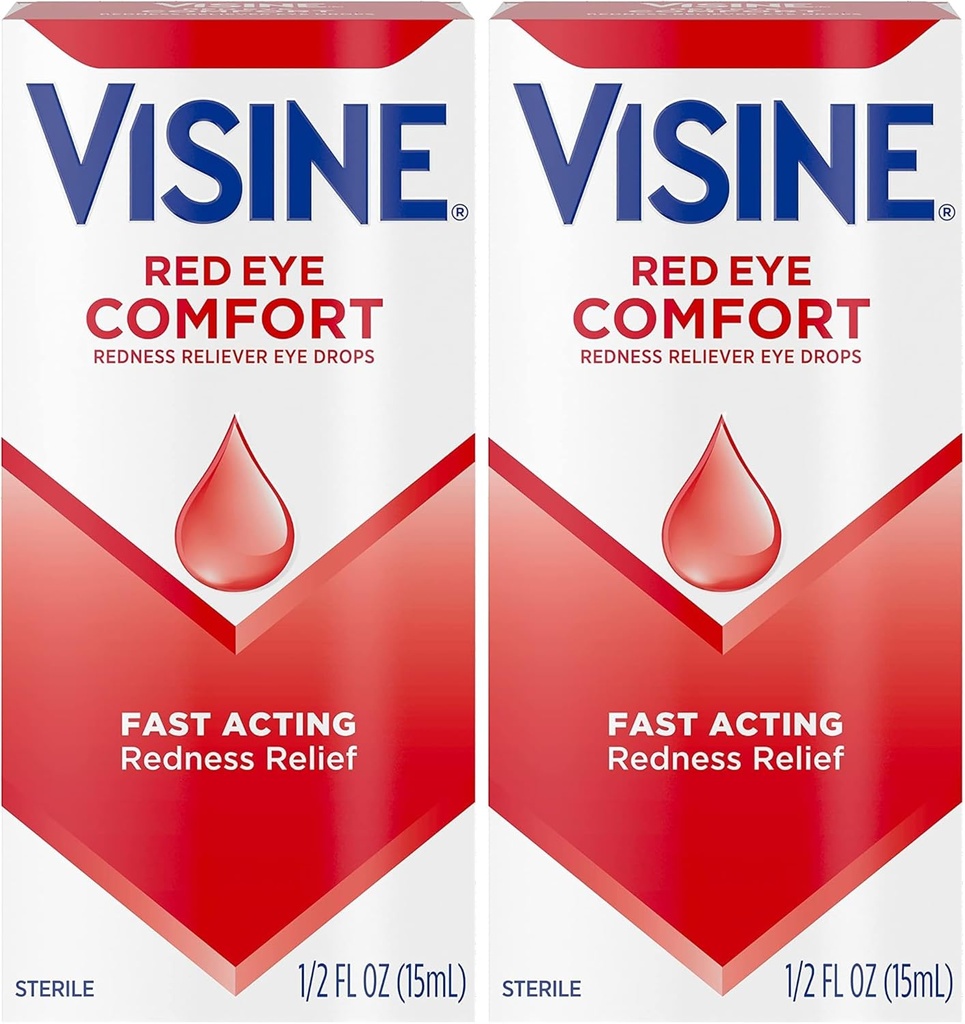Visineの赤い目の慰めの赤みの救助の目の低下はマイナーな目の起重機の速い、Tetrahydrozoline HCl、0.5のflのために赤い目を取り除くのを助けます。 oz (2のパック)