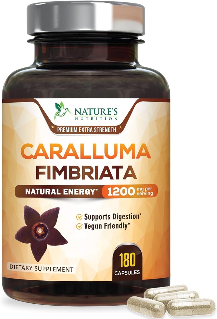 純粋なCaralluma Fimbriataのエキスは高く集中された1200mg -自然なCaralluma Fimbriataのカプセルの持久力サポート、人及び女性のための最もよいビーガン補足、非GMO - 180のカプセルを集中しました