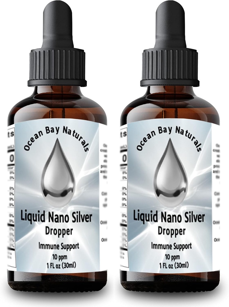 Liquid Nano Silver | More Absorbable Than Colloidal Silver | 10ppm | Twin Pack | 1oz Dropper