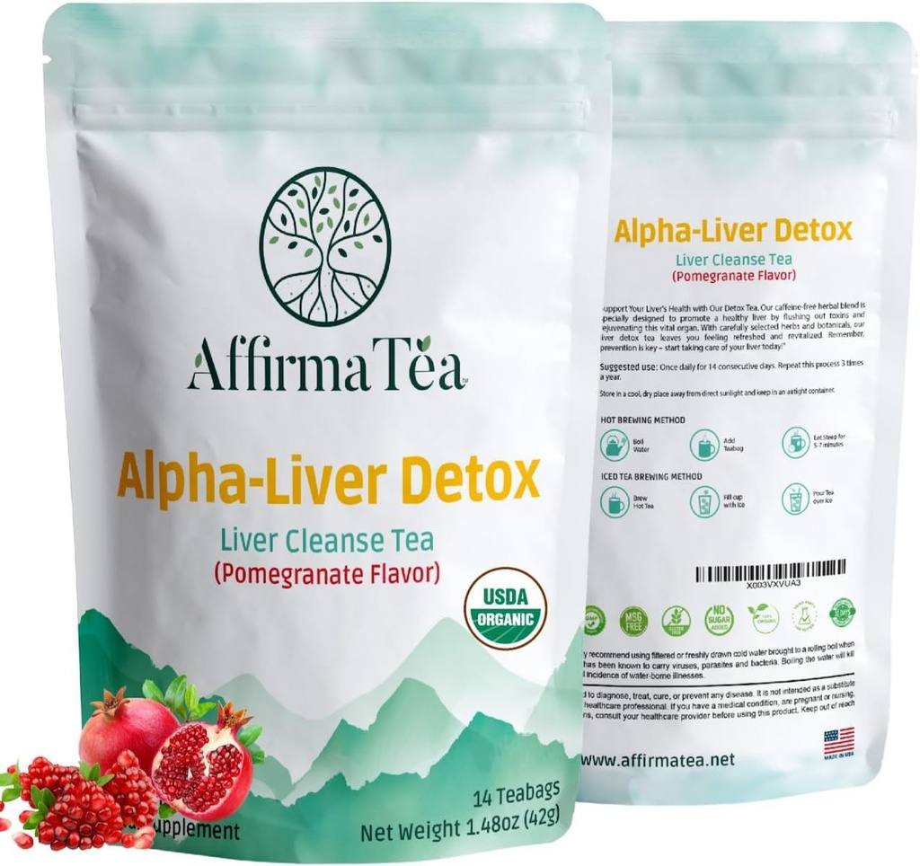 オーガニック14日デトックス:ミルクアザメ種子、タンポポ&ブルドックからポテントシリマリンで肝臓と腎臓の健康をサポートします。 自然なザクロの味。