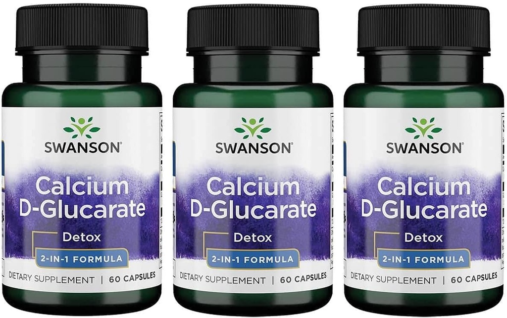Swanson Calcium D-Glucarate 250 Milligrams 60 Capsules (3 Pack)