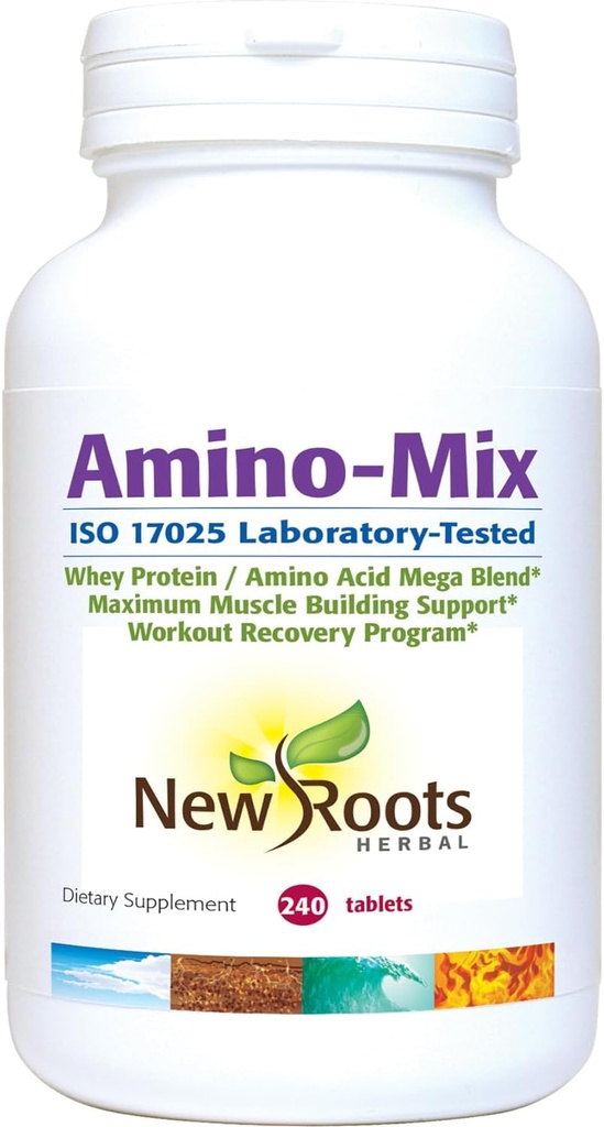 NEW ROOTS HERBAL Amino-Mix サプリメント | 分岐鎖アミノ酸(BCAA) - 240 カプセル