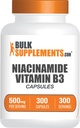 BulkSupplements.com Niacinamideカプセル - Niacinamideサプリメント、ビタミンB3サプリメント、ナイアシンアミド500mg - グルテンフリー、1カプセル/サービング、300カプセル(1パック)