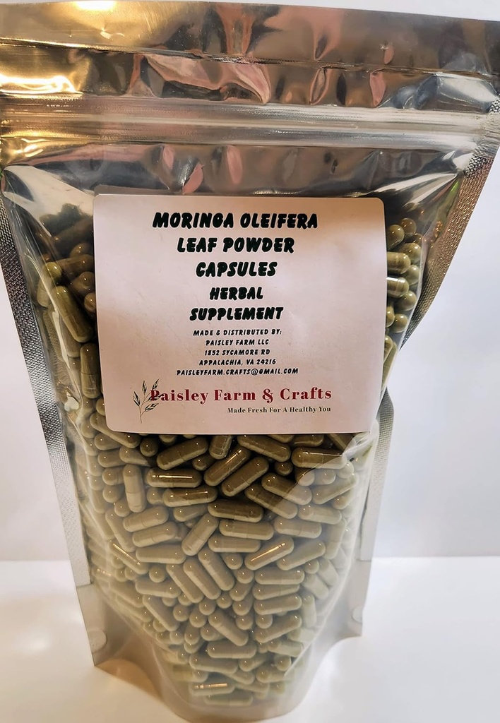 Moringa Oleiferaリーフカプセル非GMO - ハーブサプリメント - 100%純粋な葉パウダー! (5000) - 新鮮なオンデマンド!