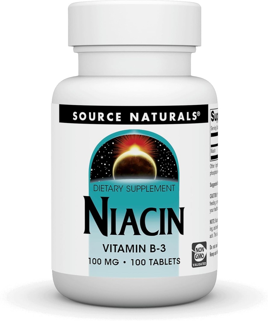 源のNaturals Niacin 100のmgのビタミンB-3の非GMO - 100のタブレット