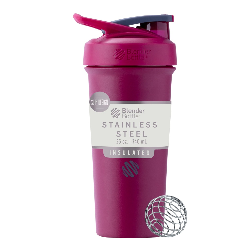 BlenderBottleスポーツは、ワイヤーウィスク、25-オンス、ラズベリーとステンレス鋼のシェーカーボトルを絶縁しました – タンパク質シェイクス & アスリートのための水分補給 & フィットネスエヌシアスト, 簡単な混合, 簡単に保持する, 冷たい飲み物を保つ, ロック可能なふた