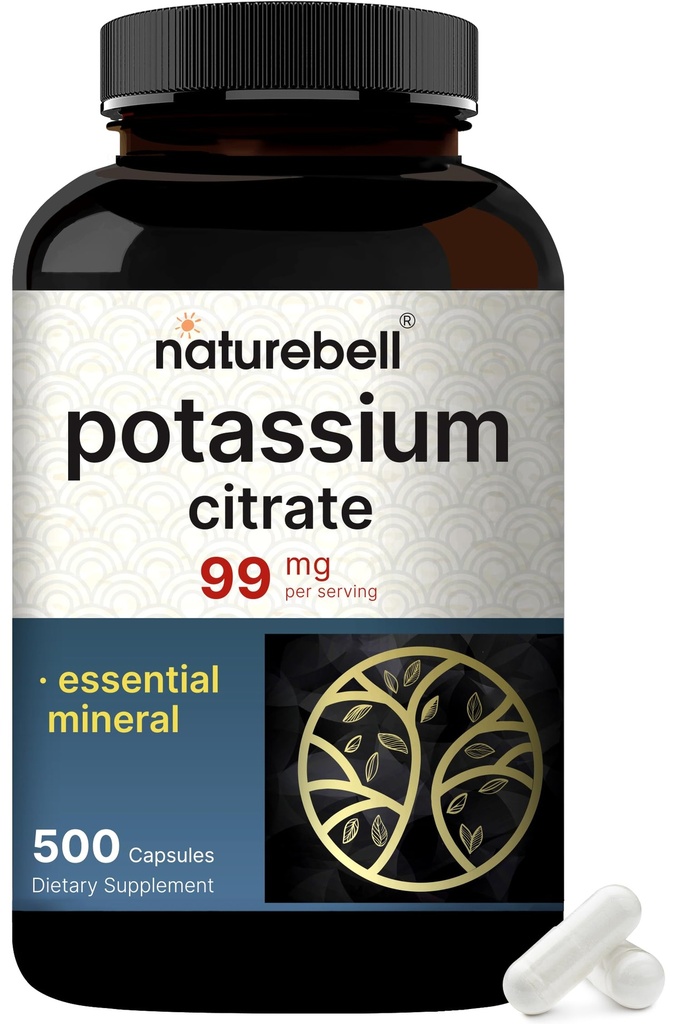 カリウムのクエン酸塩の補足99mg、500のカプセル 容易に吸収されたChelatedの形態–必須のミネラル電解質バランス–サポート筋肉、骨、及び中心の健康–非GMO