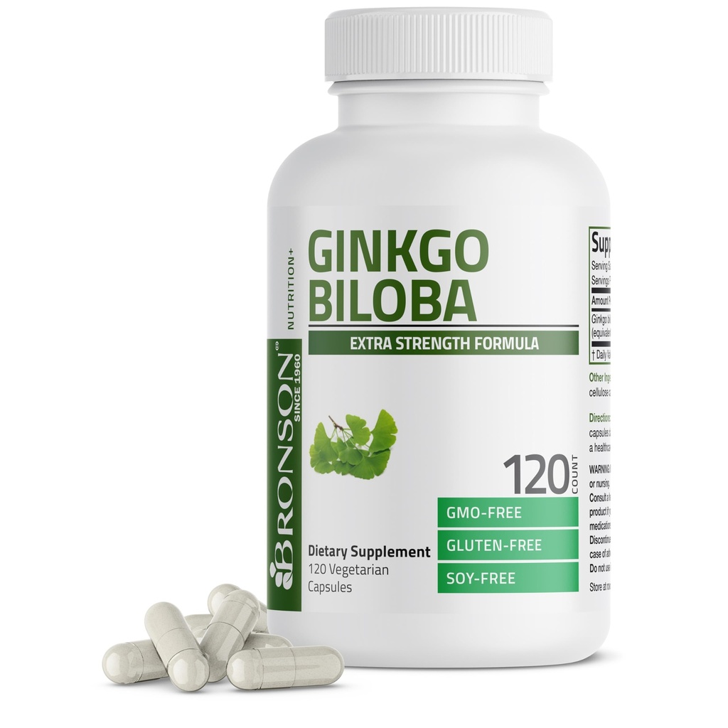Bronson GinkgoのBilobaの余分強さは頭脳機能及び記憶サポート、120のベジタリアンのカプセルを支えます
