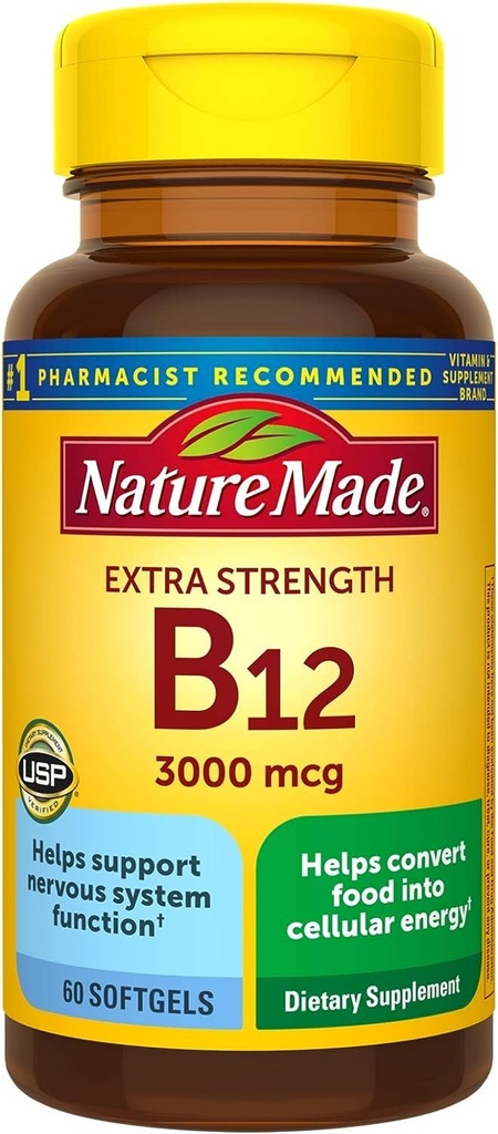 余分強さのビタミンB12 3000のmcg Softgels、60の計算