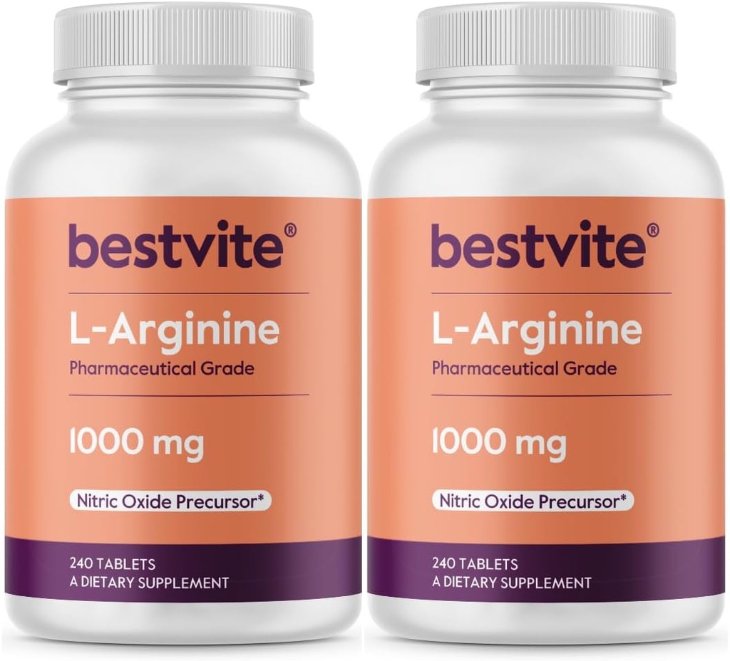 BESTVITE L-アルギニン1000mg/錠(480錠)(240 x 2) - 医薬品グレード - 20% Arginine HClと比較して、より純粋なアルギニン - ニトリオキサイドプレカール*