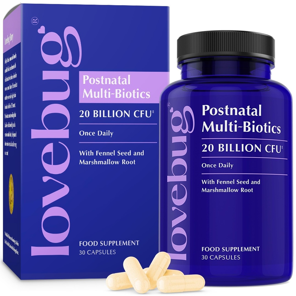 Lovebug Postnatal Probiotics - Breastfeedingのための20億のCFUsの多緊張 - Fenugreek、ミルクのThistle及びFennel、サポート Breastのミルク及び腸の健康、postpartumの本質、30のカプセル