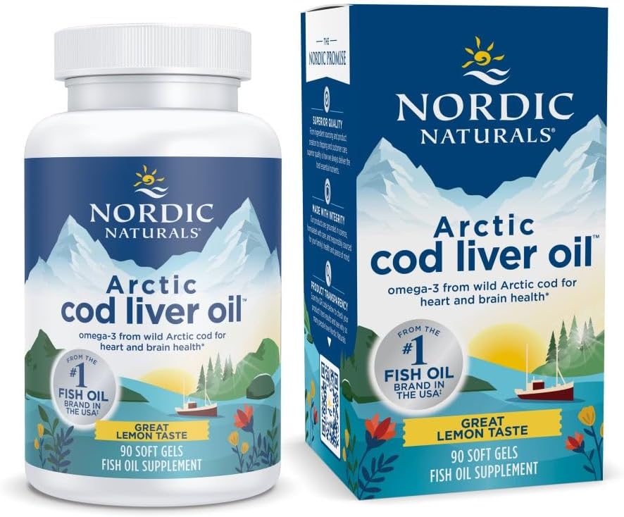 Nordic Naturals Arctic Cod Liver Oil、Lemon - 90 Soft Gels - 750 mg EPA&DHA - ハート&脳の健康、健康的な免疫、全体的なウェルネス - 非GMO - 30サービング