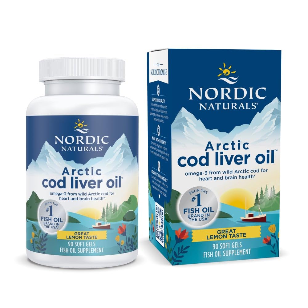 Nordic Naturals Arctic Cod Liver Oil、Lemon - 90 Soft Gels - 750 mg EPA&DHA - ハート&脳の健康、健康的な免疫、全体的なウェルネス - 非GMO - 30サービング