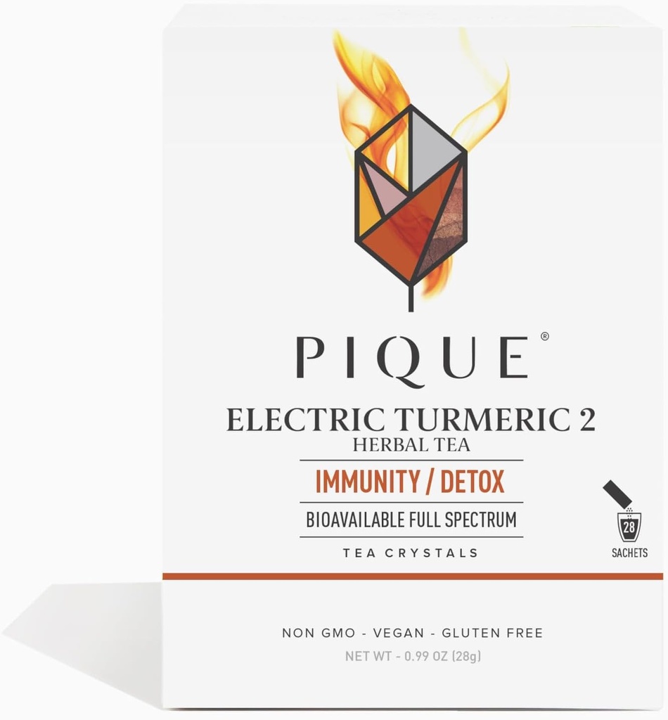 PIQUE電気ターメリック2 - 健康的な免疫、自然な炎症反応、自然なデトックスパスウェイ、および放射性皮膚をサポート - 28ctシングルサーブスティック(パッケージ1)