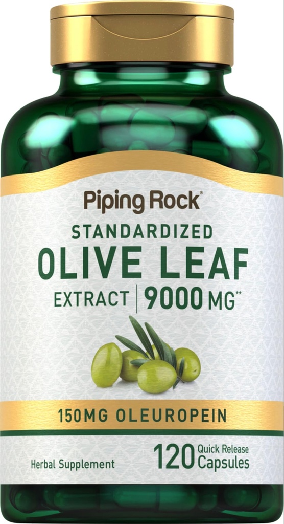 パイピングロックオリーブリーフエキスカプセル | 9000mg | 120Pills | 150mg Oleuropein | 標準化ハーブサプリメント | 非GMO、グルテンフリー