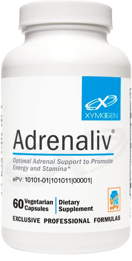 XYMOGEN Adrenaliv - ストレスに対する体の応答を促進するためのAdrenalサポートサプリメント, エネルギーとスタミナを促進 - Rhodiola Rosea, Eleuthero, Adrenal Complex, リコリス, ビタミンB6 (60カプセル)