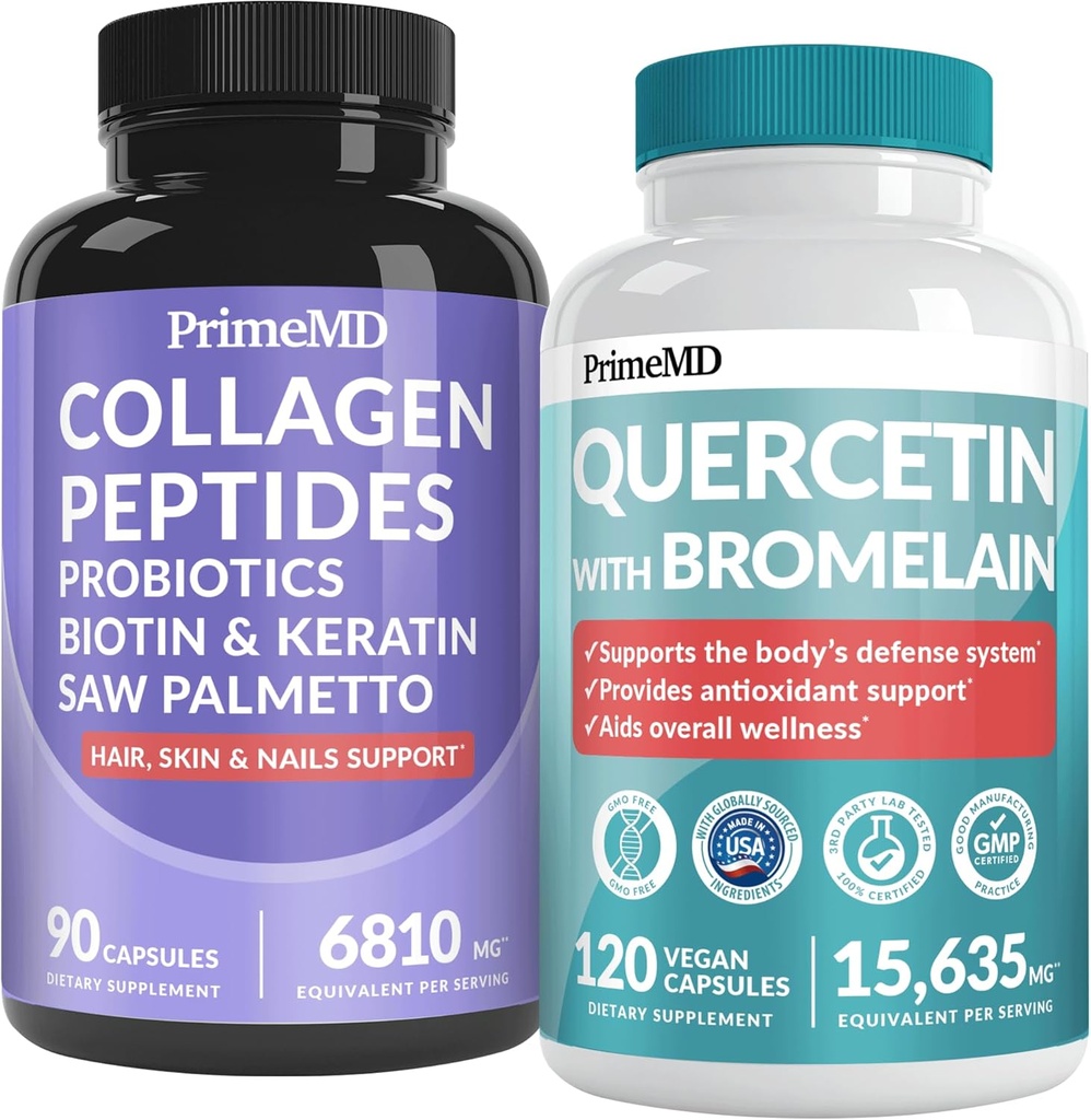 27-in-1 毛皮および釘のビタミン(6810mg) w/Biotin および Probiotics のコラーゲンの毛の成長のビタミン、90 ct -毎日の免疫の防衛のための Bromelain が付いている 28-in-1 ケルセチン (120ct)