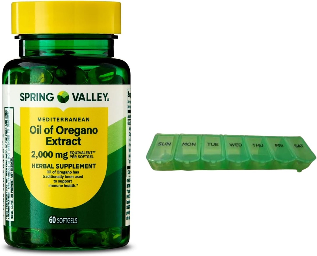 オレガノのスプリングバレー地中海油 2000 ピルオーガナイザーと免疫の健康のためのmg 60 Softgels
