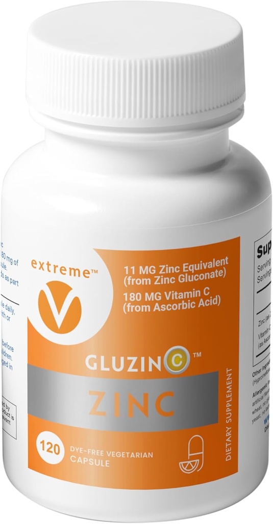 亜鉛MG11+VC 免疫フォーミュラ | 亜鉛グルコネート 11mg + ビタミンC 180mg | 120 染料なしのベジタリアンカプセル