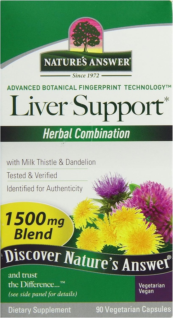 Nature's Answer Liverサポートハーブコンビネーションダイエットサプリメントオーガニックナチュラルベジタリアンビーガンサポートヘルシーな肝臓機能に最適– 1500mg(90カプセル)