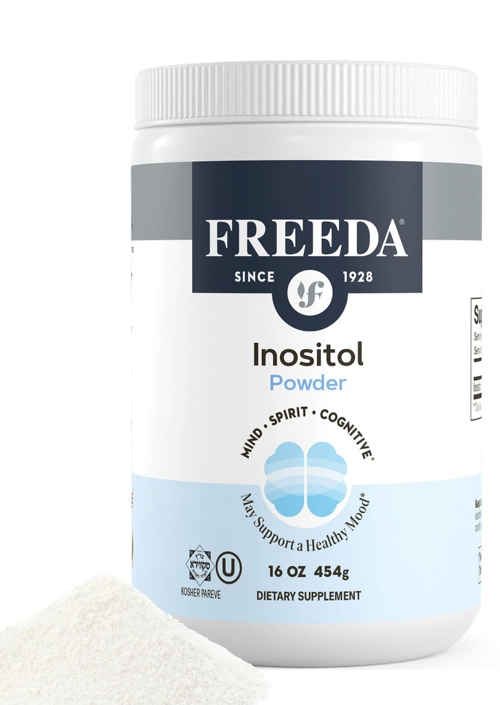 FREEDA 純粋な Myo-Inositol パウダー – ホルモンのためのビタミン B8, 気分 & 細胞の健康 – 不妊をサポートします。, フォーカス, エネルギー & 神経系機能 – Kosher, ビーガン, 非 GMO, グルテンフリー (16 oz)
