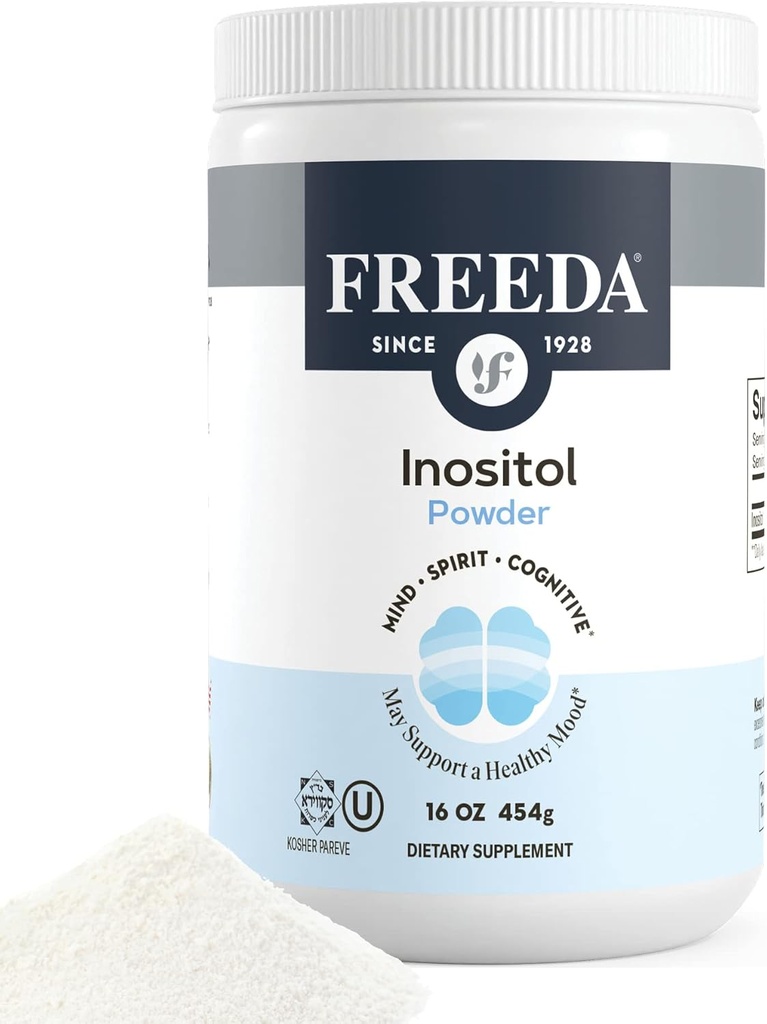 FREEDA 純粋な Myo-Inositol パウダー – ホルモンのためのビタミン B8, 気分 & 細胞の健康 – 不妊をサポートします。, フォーカス, エネルギー & 神経系機能 – Kosher, ビーガン, 非 GMO, グルテンフリー (16 oz)