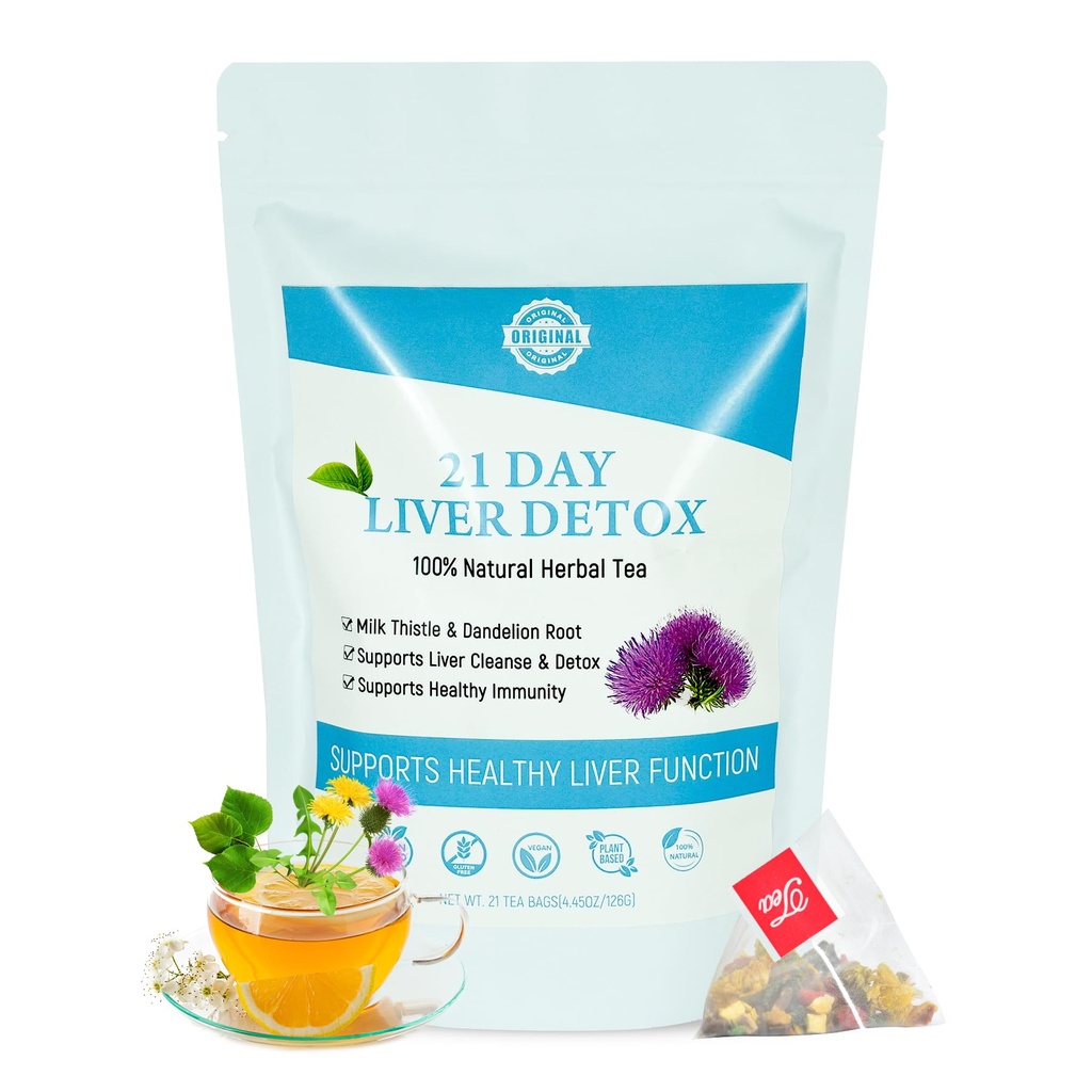 Laicuherbミルクの乳牛肝臓の消化および免除のためのDetoxの茶、肝臓の清潔になることのための自然な21日の肝臓の草の茶及び胃の心配、カフェインは放します、21のティーバッグ