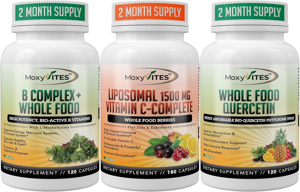 MoxyVites Bコンプレックス - リポソームビタミンC - エネルギーサポートのためのケルセチン - パーフェクトエネルギーTrifecta