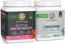 Sunwarrior Pre-Workout Powder Plant-Based & Vegan | 30 サービング, ウォーターメロン & クレアチン Monohydrate パウダー | 不燃, 60 サービング