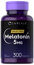 Carlyle Melatonin 5mg | 300錠 | 薬用無料サプリメント | ベジタリアン・ノンGMO・グルテンフリー対応商品