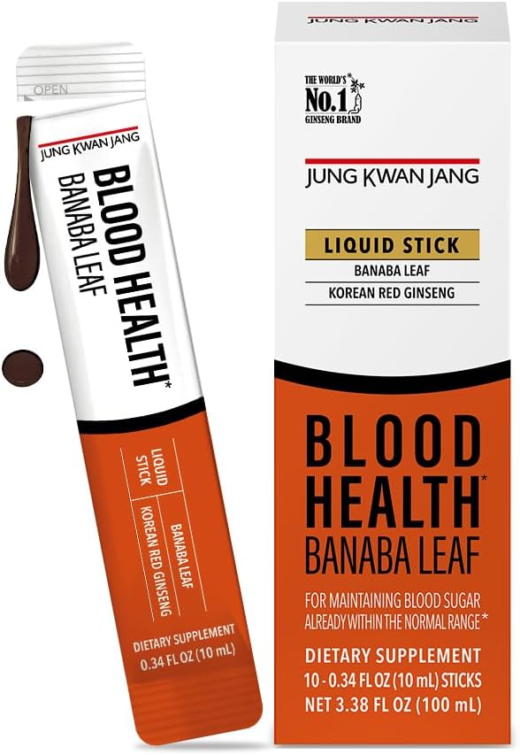 JungKwanJangの血の健康のバナナ葉のエキス (100mg)、CarobのPodsの韓国の赤いGinsengの循環、ポストの食事、エネルギー、10の計算のための毎回のエキスの棒