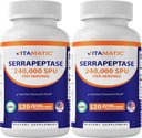 Vitamatic Serrapeptase 240,000 SPUのサービング、120の遅れはカプセルを解放しました - Enteric上塗を施してある-米国で作られた非GMO- (パッケージ 2))