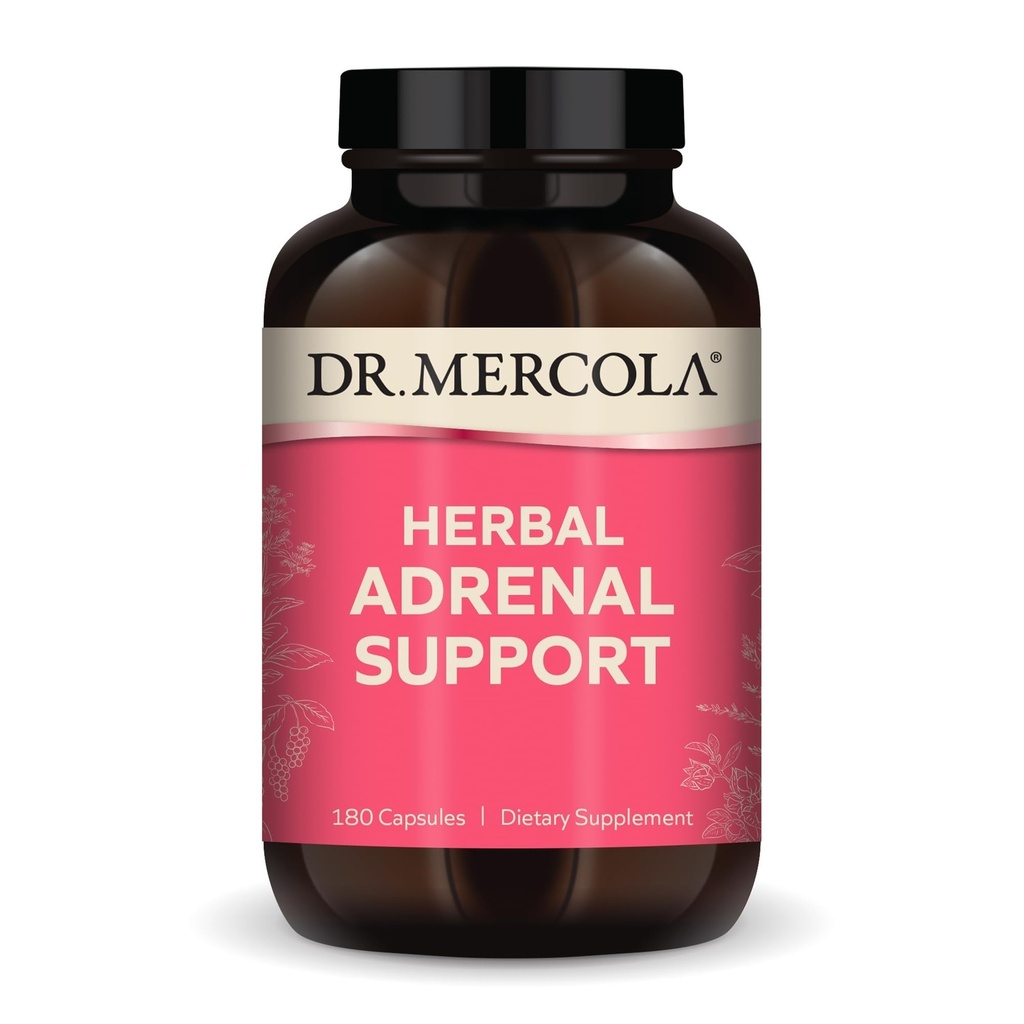 Mercola Herbal Adrenal Support、90サービング(180カプセル)、栄養補助食品、気分とストレス管理、非GMO