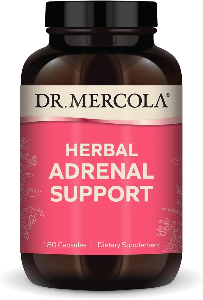 Mercola Herbal Adrenal Support、90サービング(180カプセル)、栄養補助食品、気分とストレス管理、非GMO