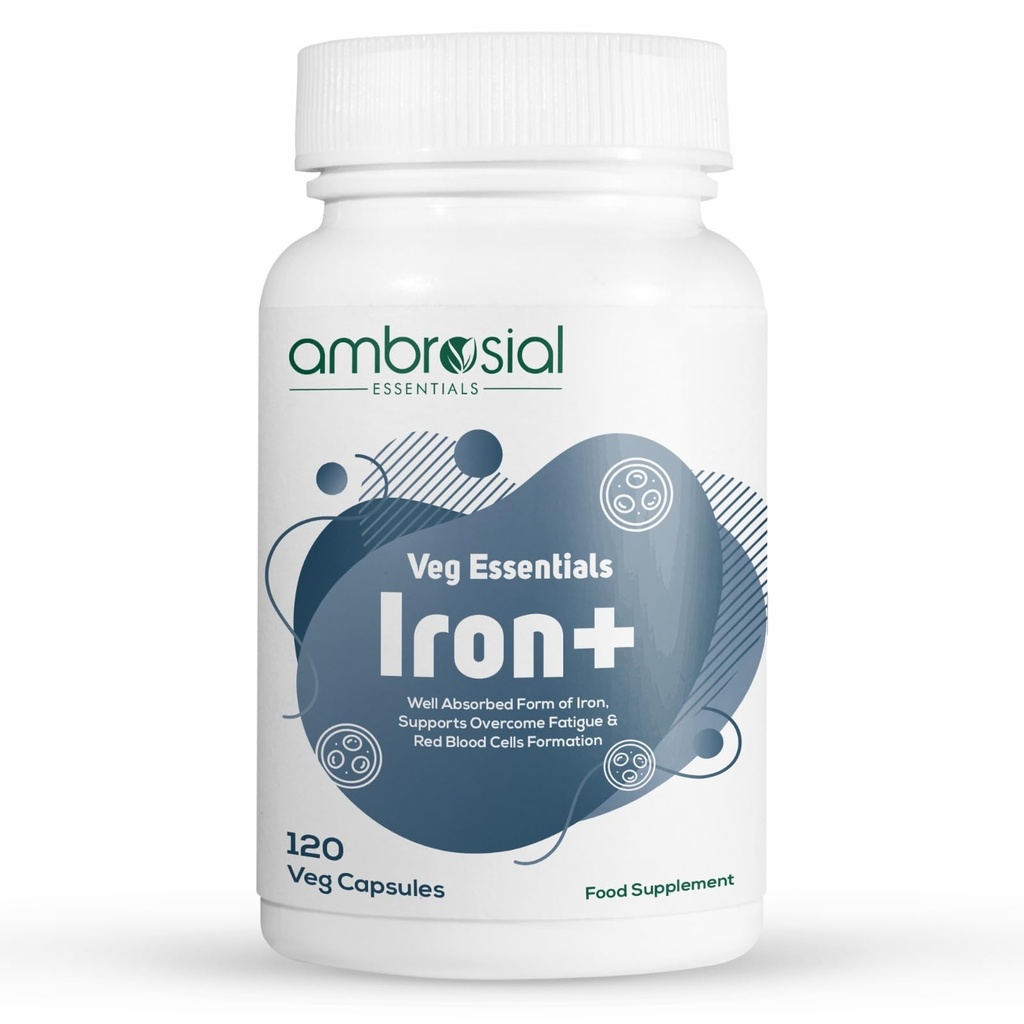 1-120カプセルのAmbrosial Iron+ 25mgのパック
