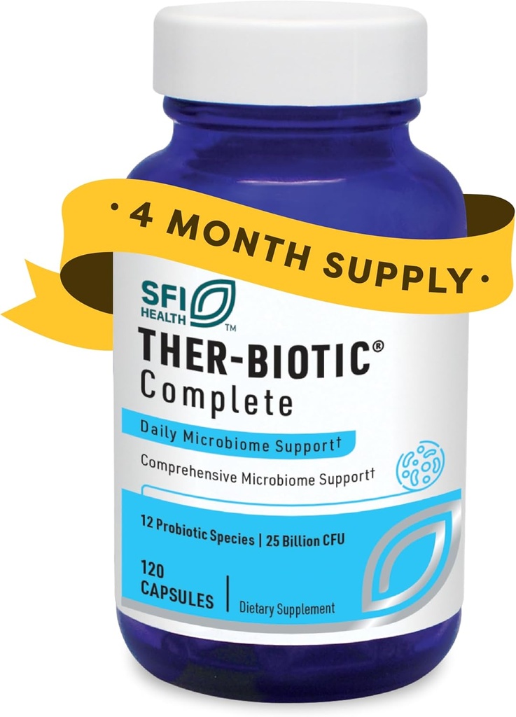 SFI Health Klaire Labs Ther-Biotic Complete - 女性と男性のためのHypoallergenic Probiotics - 酸安定プロバイオティックサプリメント - 免疫と消化の健康のための12種 - 25 Billion CFU(120カプセル)