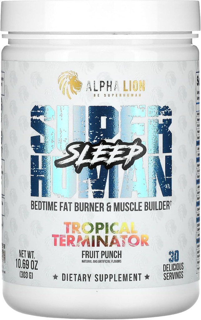 ALPHA LION Superhumanの睡眠の補足、夜時間の援助、筋肉回復、筋肉建築者及びゲイン、改善ボディ構成(30のサービング、フルーツ パンチの味)