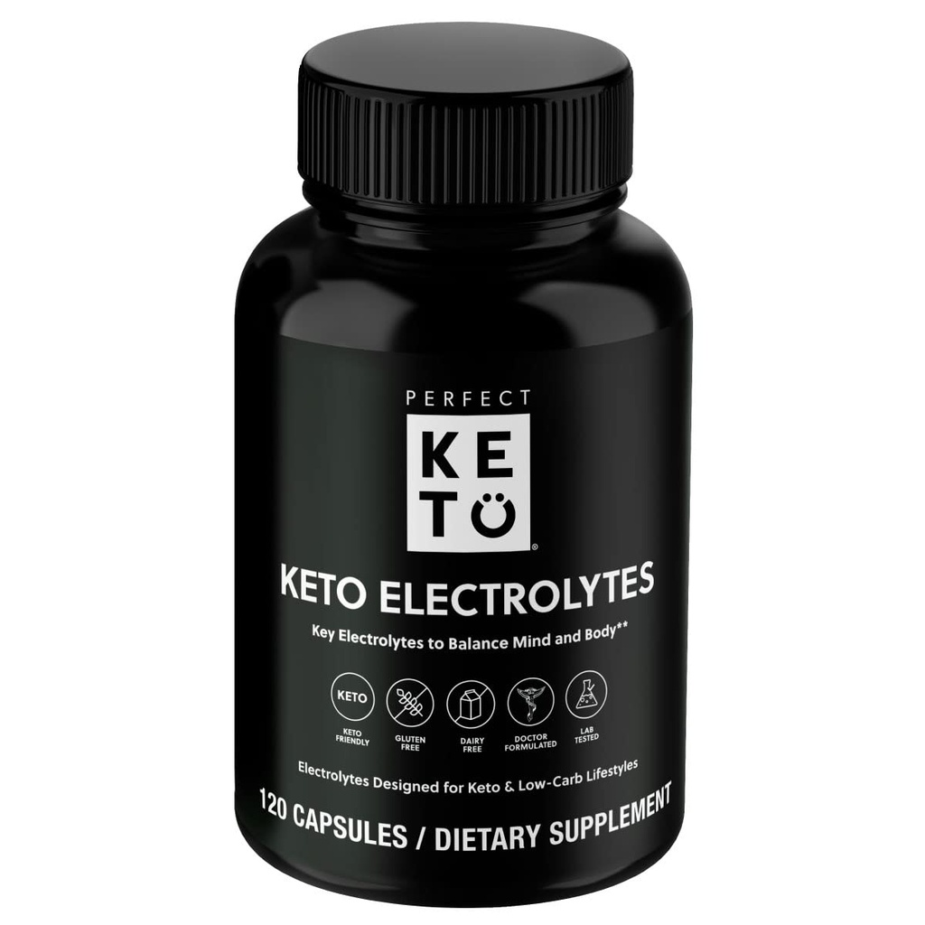 パーフェクト Keto 電解液 カプセル、グルテンフリー、マグネシウム、カルシウム、カリウム、ナトリウム、水和、エネルギー、回復および免疫サポート、不燃、120 のサービング