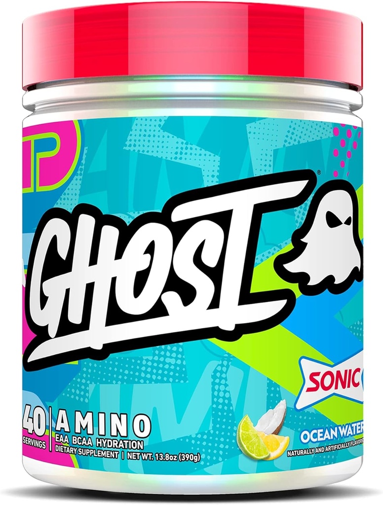 GHOSTアミノ: エッセンシャルアミノ酸サプリメント, ソニックオーシャンウォーター - 40 サービング - 水和と回復のためのイントラワークアウトパウダー 4.5g BCAA & 5.5g EAA - 大豆&グルテンフリー, 完全菜食主義者の