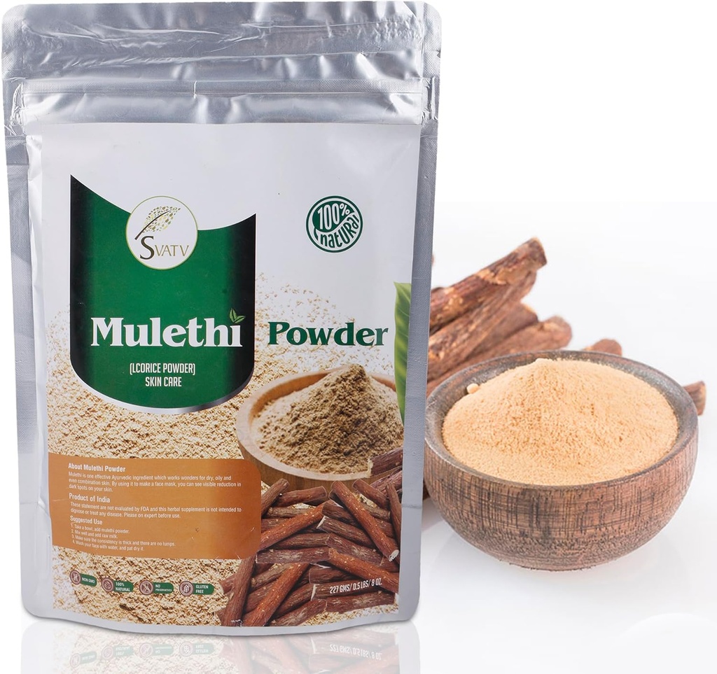 SVATVリコライスパウダー | ピュアグリシリラ glabra | Mulethi | Yashtimadhu - サイズ - 227グラムハーフポンド