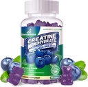 Creatine Monohydrate Gummies Complex for Men & Women -Advanced Formula W/L-Taurine + Vitamin B12, Sugar Free Chewable Supplement,90 Blueberry Gummies