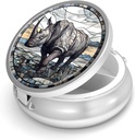 Pill Box-3 Compartment パーパス&ポケットミニメタルピルホルダー トラベルピルコンテナ サプリメント ビタミンBPAフリー(Rhinoceros)を保持する