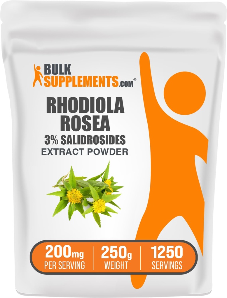 BulkSupplements.com Rhodiola Extract Powder - 3% Salidrosides、Rhodiola Rosea Extract - ハーブサプリメント、グルテンフリー、給餌あたり200mg、250g(8.8オンス)(パッケージ1)
