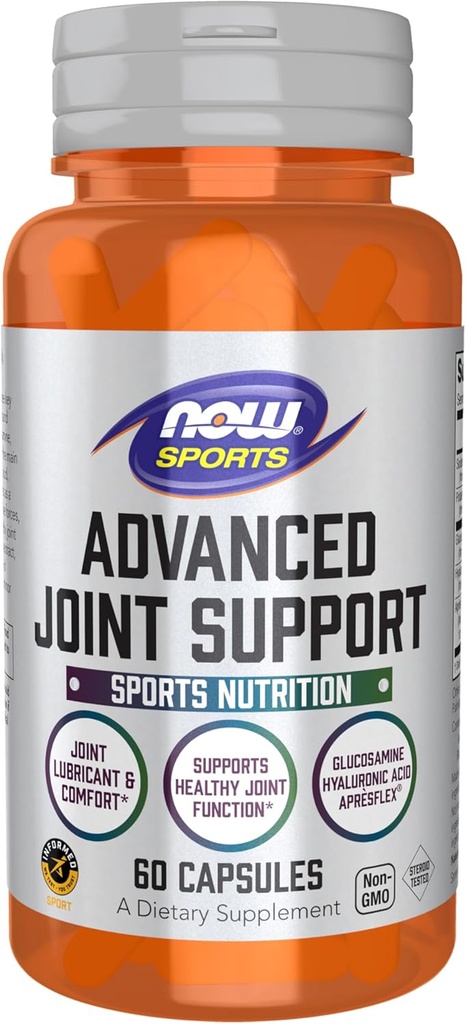 NOW Sports Nutrition, Advanced Joint Support, Glucosamine, Hyaluronic Acid, ApresFlex, 60 Capsules