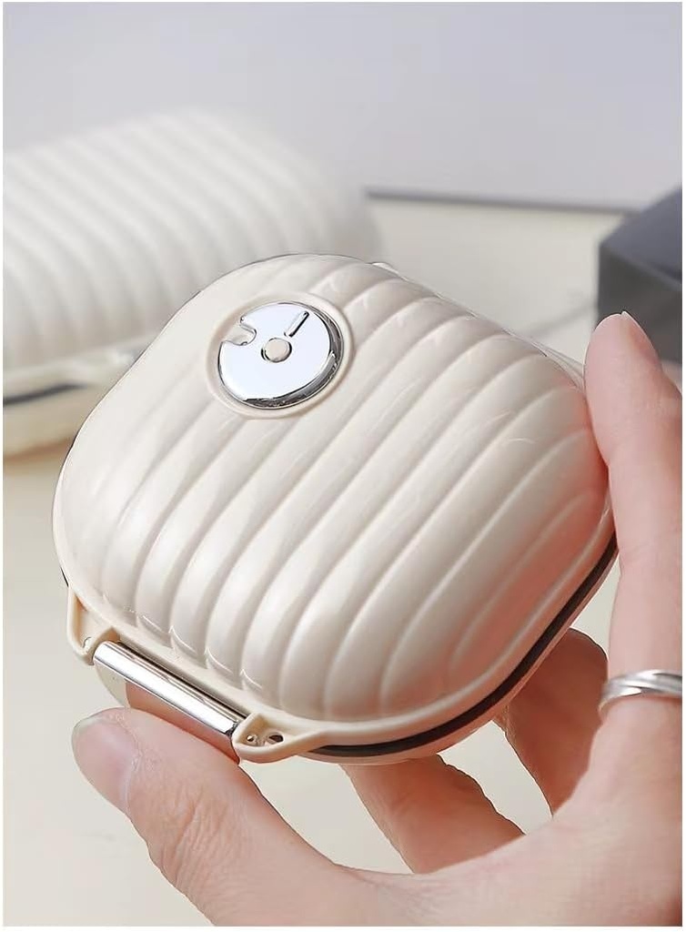 カラビナーとピルオルガナイザーケース, 7 コンパートメント,男性と女性のための比較ディスペンサー, ベージュ(小さなミルクホワイト)