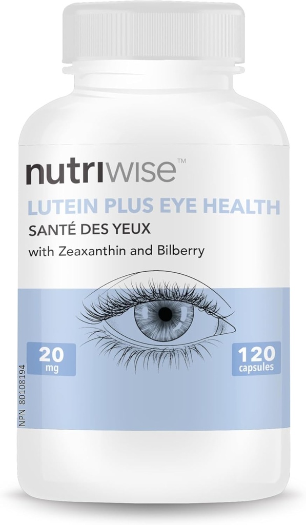 NutriWise Lutein Plus 抗酸化剤 目の健康 (Bilberry Zeaxanthin Lutein)