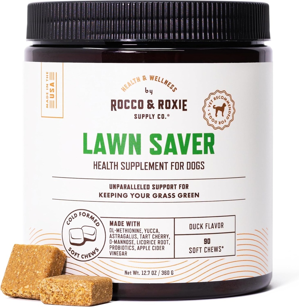 Rocco & Roxie Dog Urine Neutralizer for Lawn, Green Grass Savers for Dog Urine Pee Spot, UTI Health & Bladder control Supplement with D-Mannose, Apple Cider Vinegar & DL-Methionine, 90ct ソフト咀嚼