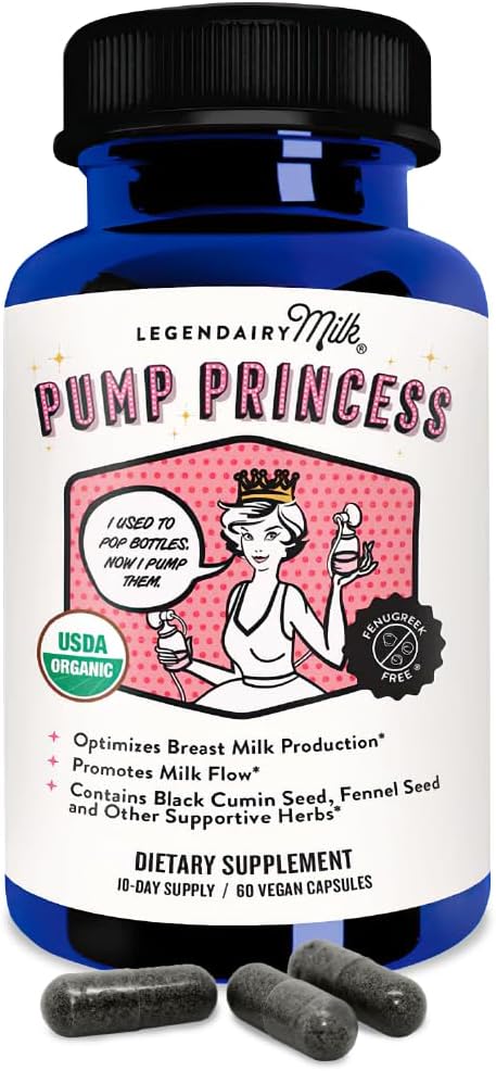 レジェンダシーミルクポンププリンセス授乳サプリメント - 乳供給の増加とミルクフローのための Breastfeedingサプリメント - 有機ブラックカミン、フェンネルとディルシード、フェヌグリークフリー - 60カプセル