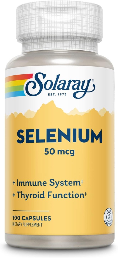 Solaray Selenium 50 mcg、健康な免疫システム、甲状腺機能及び酸化防止サポート、100カプセル